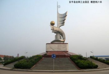 企業不銹鋼標志-安平絲網工業園區拉絲景觀雕塑標識